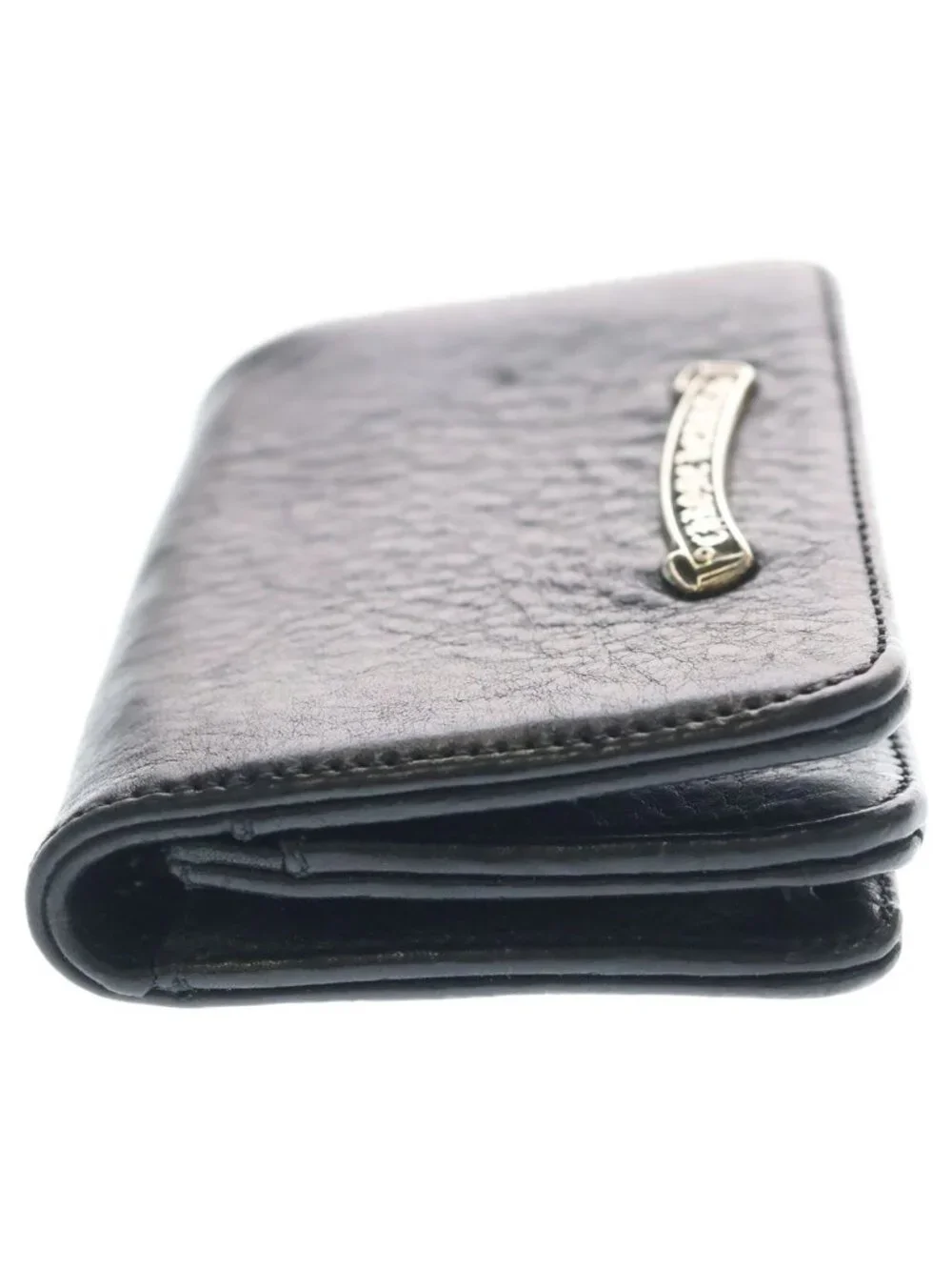 Chrome Hearts Crd Arch Logo Plate 3 Pocket Leather Card Case Black